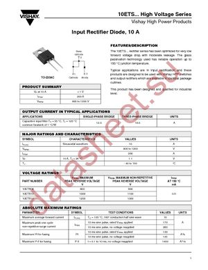 10ETS12PBF datasheet  